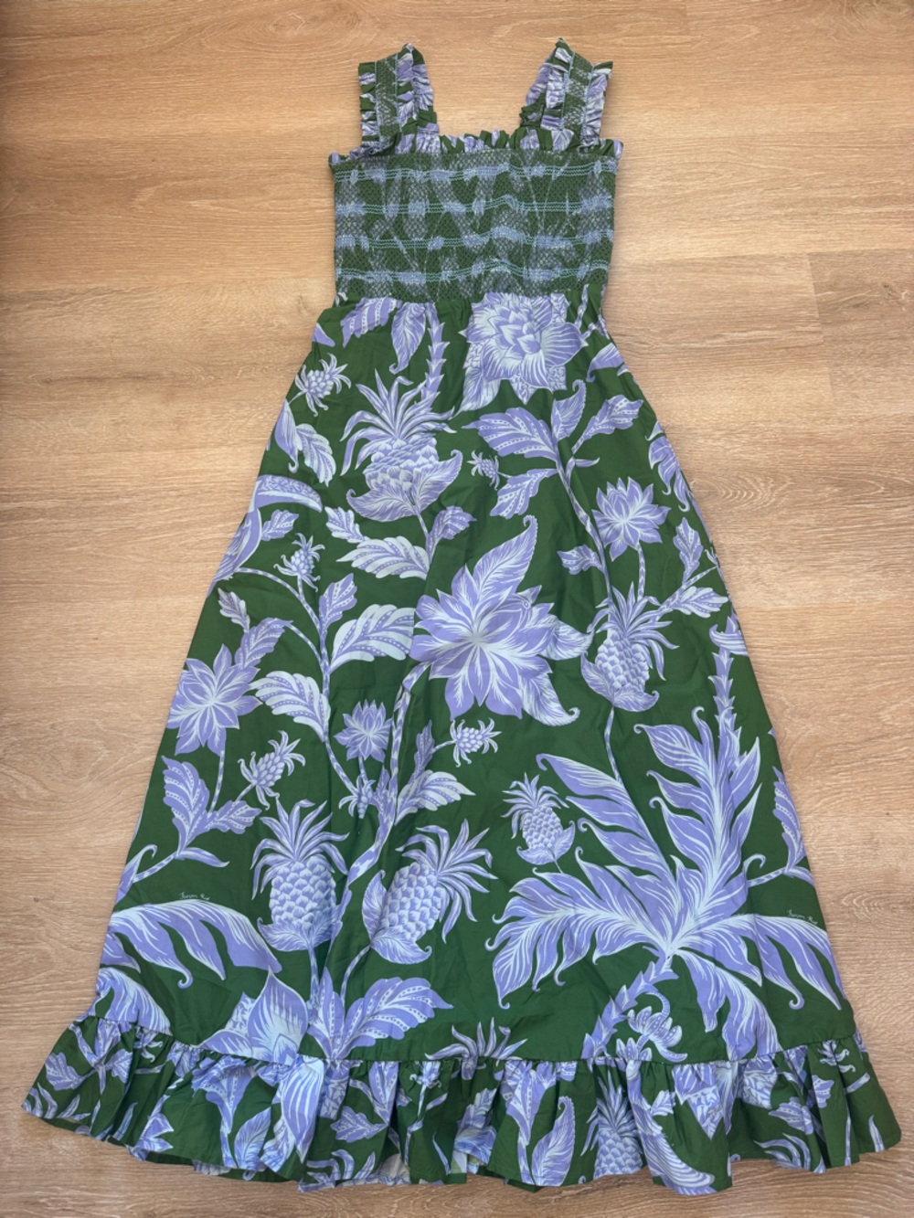 NWT Farm Rio Tropical Swing Smocked Sleeveless Midi Dress Size S